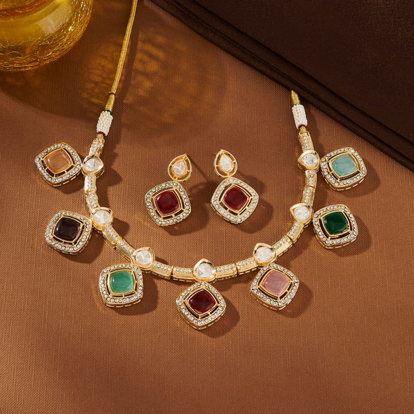 MULTICOLOUR PAKHIKUNDAN SET