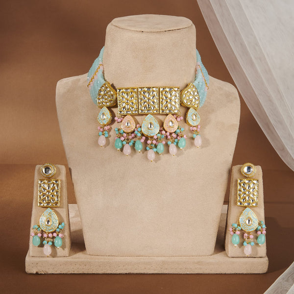 SKY BLUE & PINKVINNY KUNDAN SET