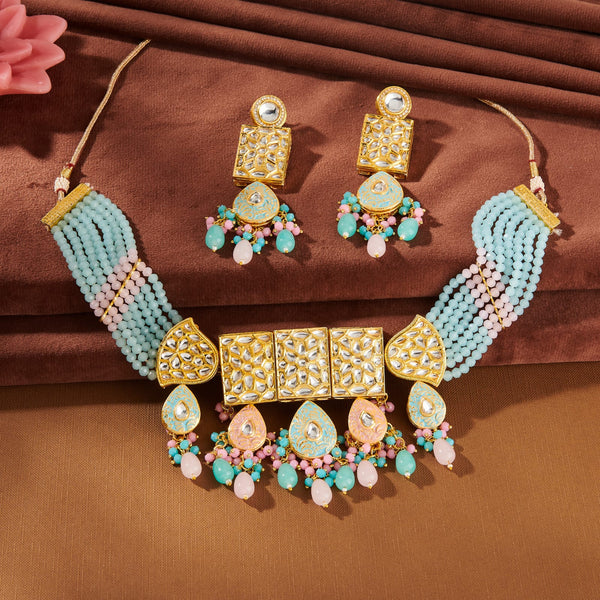 SKY BLUE & PINKVINNY KUNDAN SET